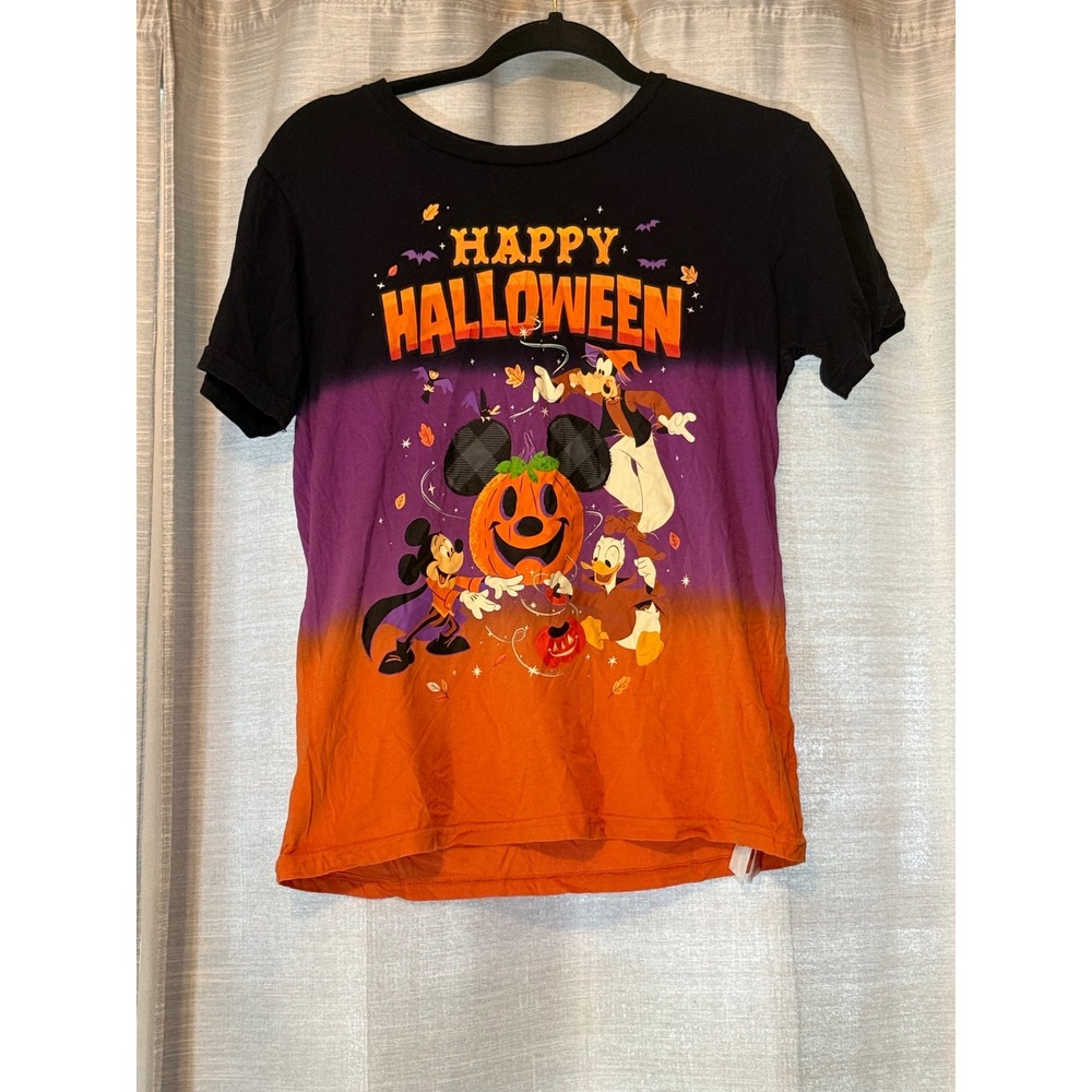 Disney Parks Happy Halloween Mickey Mouse Pumpkin Ombre T-Shirt Kids XL 14